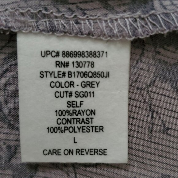 About A Girl Women’s Button-Down Roll Tab Long Sleeve Floral Gray Blouse Large - Picture 7 of 13